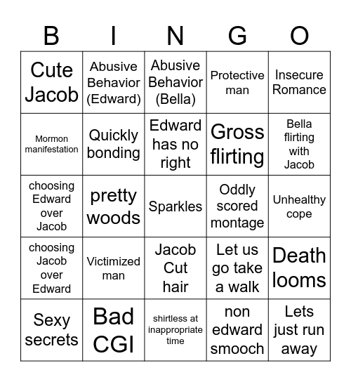 New Moon Bingo Card