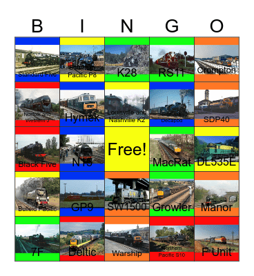 Dining Trains that the Children and I would like to ride and dine on one day Bingo Card