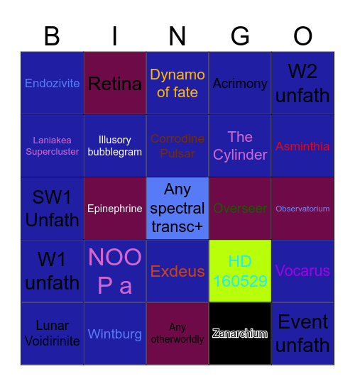 psycho ward Bingo Card