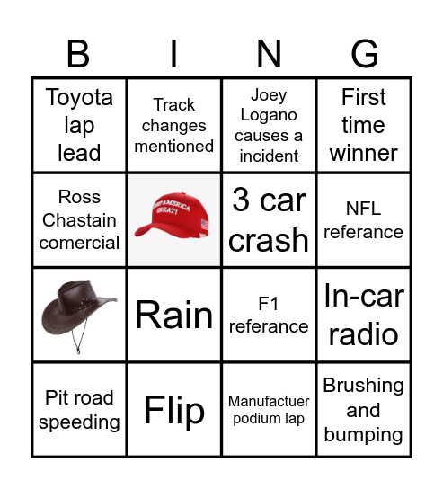 Nascar COTA 2025 Bingo Card