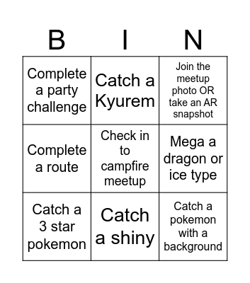 Unova Tour Day 2 Leicester Bingo Card