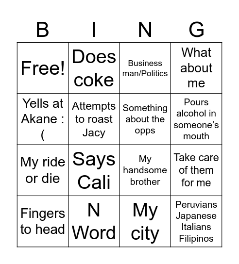 Wedding Bingo Card