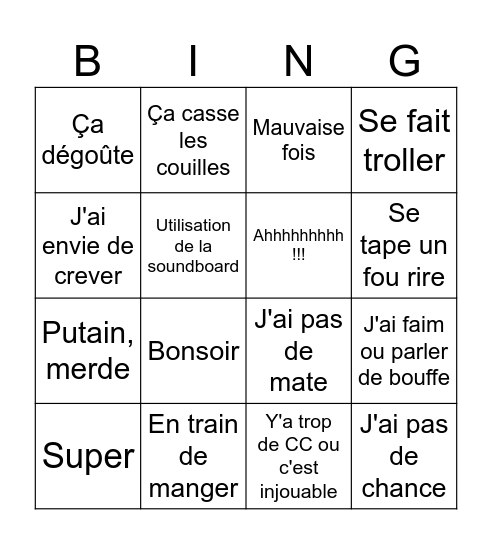 Antoine Bingo Card
