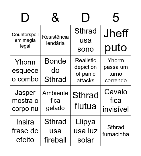 Bingo do Sthrad Bingo Card