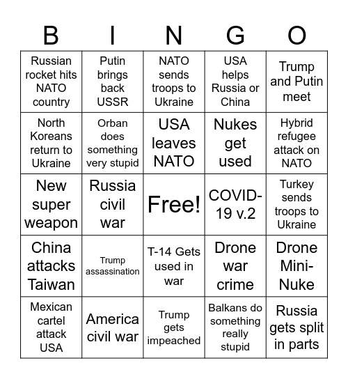 2025 shitpost Bingo Card