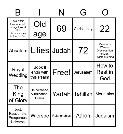 PSALMS BOOK II Bingo Card