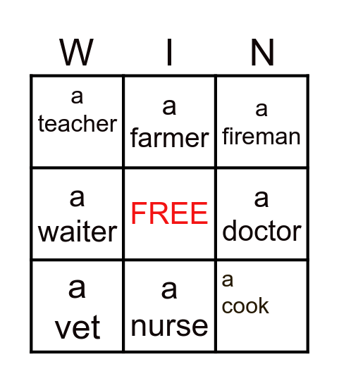 Job Bingo Card