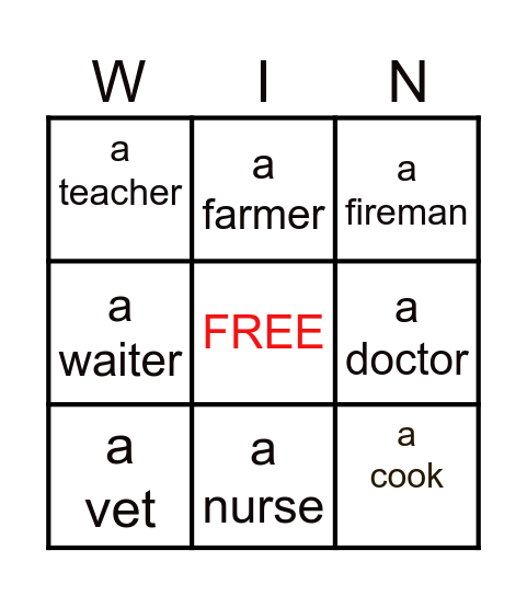 Job Bingo Card