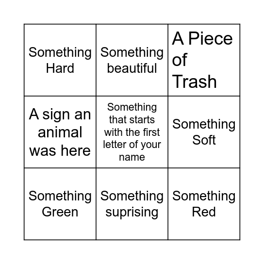 Nature Bingo Card
