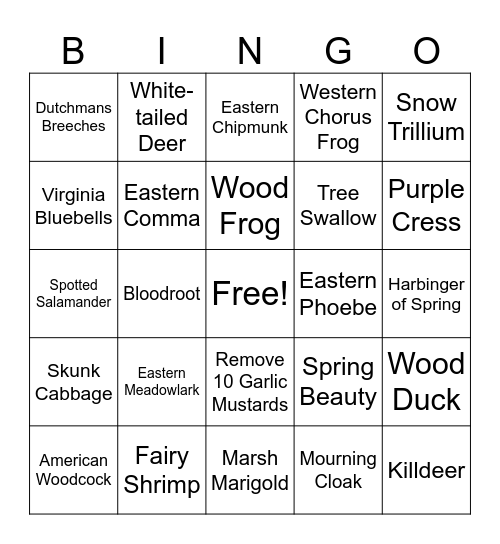Ohio Nature-March Bingo Card