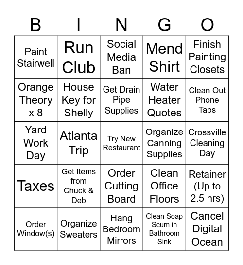 March Bingo Card