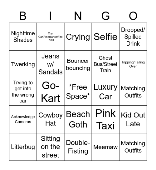 Sloppy Joe's Bingo Card