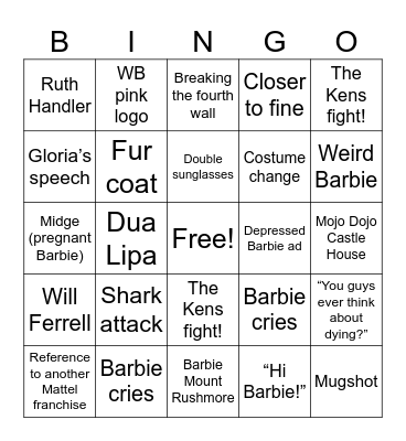 BARBIE Bingo Card