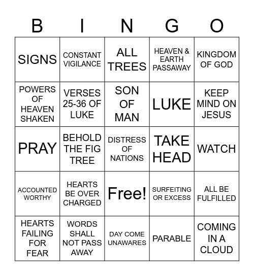 YOUR REDEMPTION DRAWETH NIGH Bingo Card
