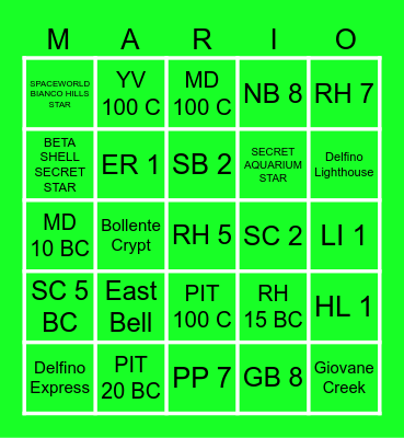 Mario Eclipse Bingo Card