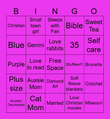 Gina's Penpal Bingo Card