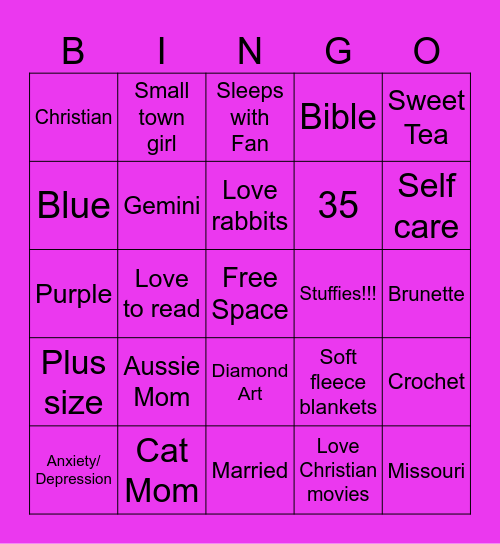 Gina's Penpal Bingo Card