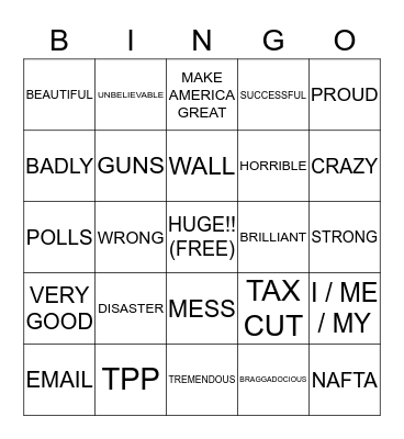 PRESIDENTIAL BINGO Card