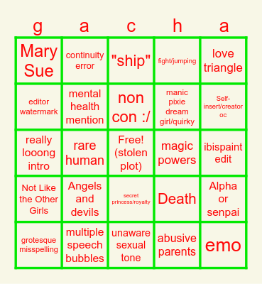 gacha bingo Card