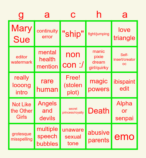 gacha bingo Card