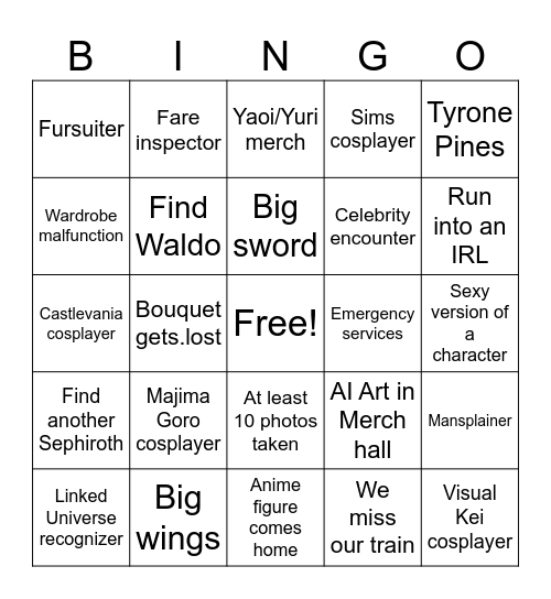 Comicon 2025 Bingo Card
