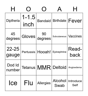 68W Bingo Card