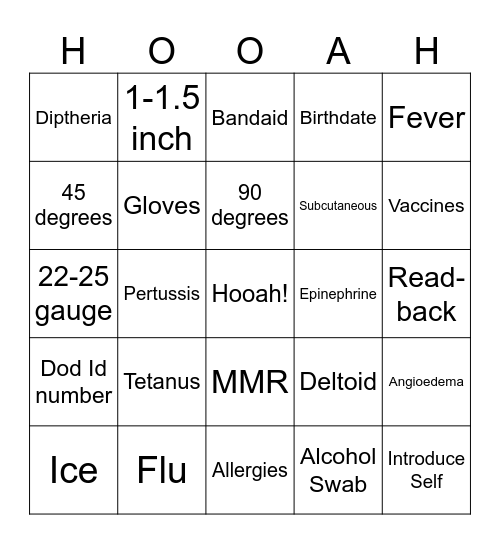 68W Bingo Card