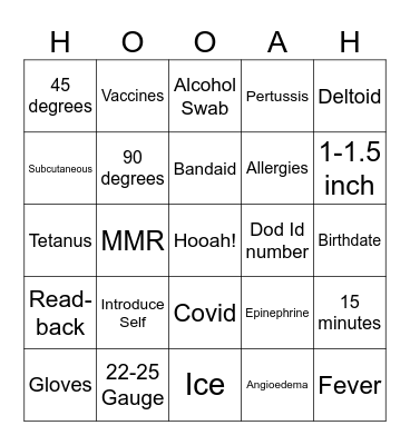 68W Bingo Card