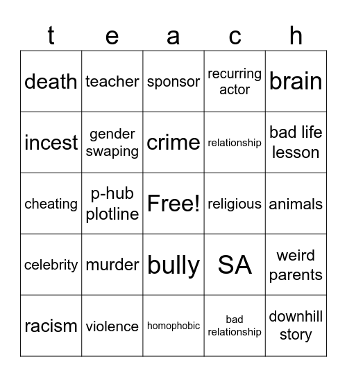 tommorows teachings Bingo Card