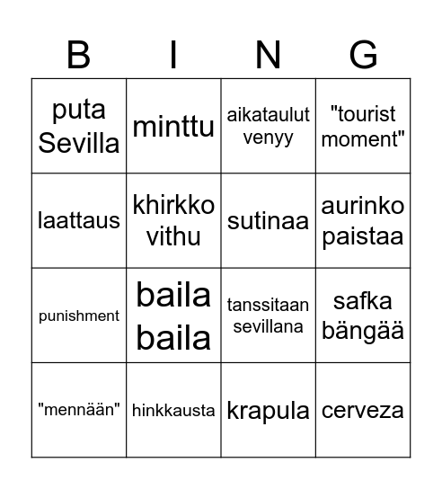SEVILLA BINGO Card