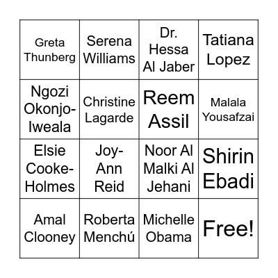 International Women's Day Bingo Card