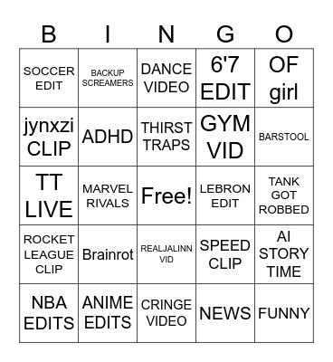 TikTok Bingo Card