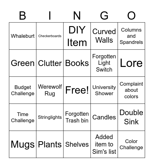 C&C Bingo Card