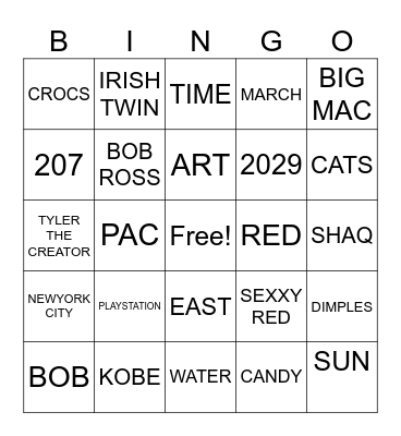 JJ Bingo Card