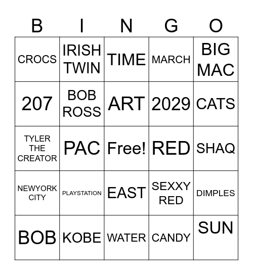 JJ Bingo Card