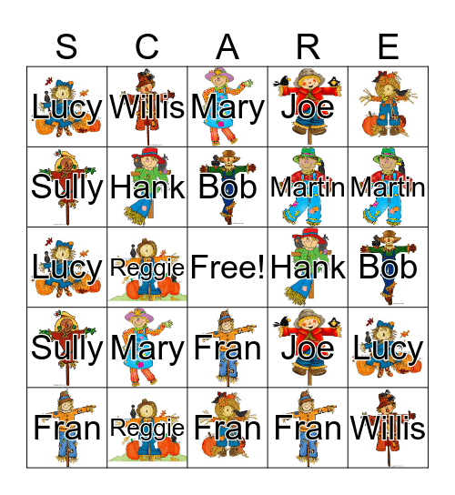 Scarecrow!  Bingo Card