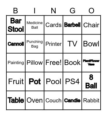 House Warming Party Bingo Card