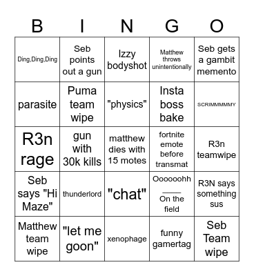Gambito Bingo Card
