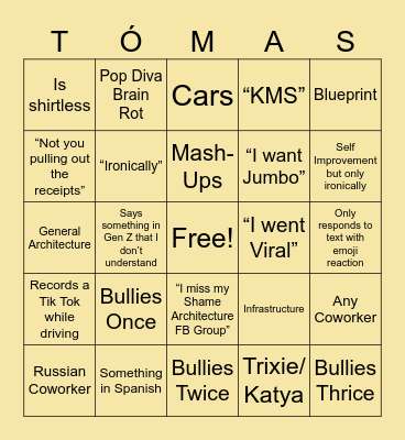 Thomas BINGO Card