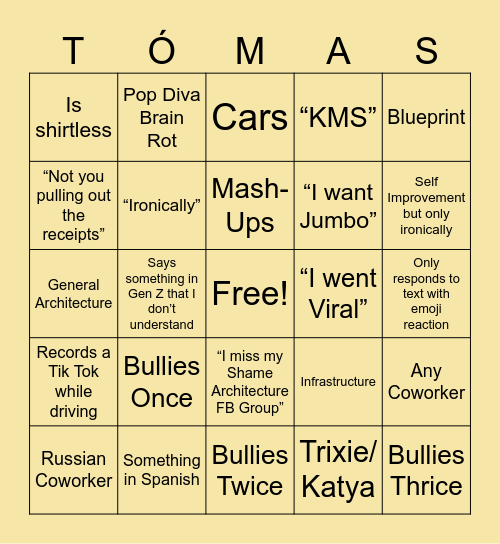 Thomas BINGO Card