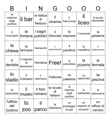 Town places Bingo Card