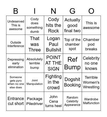 Elimination Chamber 2025 Bingo Card
