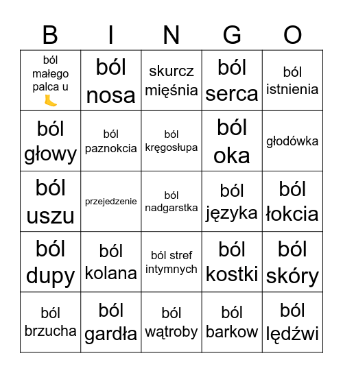bingo bólowe 3.03-9.03 Bingo Card