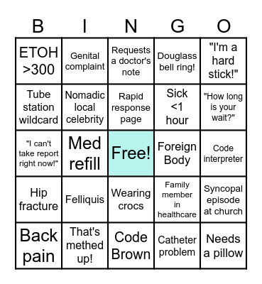 Sunday Funday ED Bingo Card