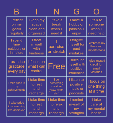 Embrace Your BEST Self! Bingo Card