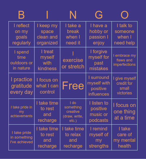 Embrace Your BEST Self! Bingo Card