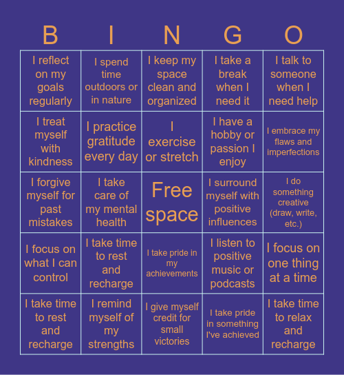 Embrace Your BEST Self! Bingo Card