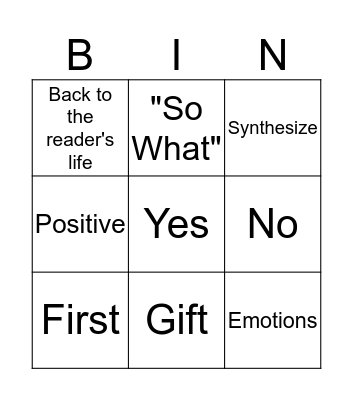Conclusion Bingo  Bingo Card