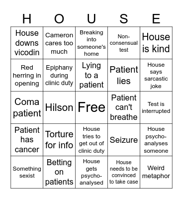 House MD Bingo Card
