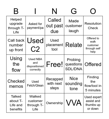 Behavior Bingo Card